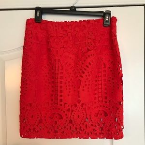 ⭐️NWT Bright coral skirt with lace⭐️